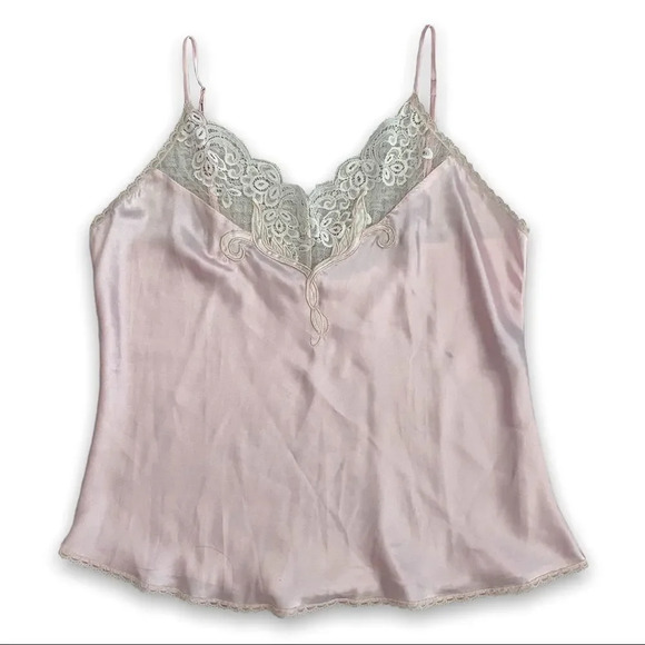 𝅺vintage Light Pink Satin Tank - Picture 1 of 5